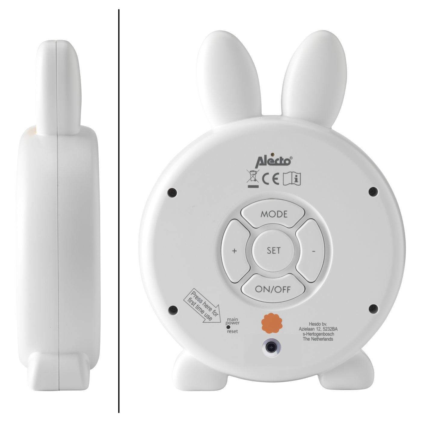 Alecto BC100BUNNY - Slaaptrainer, nachtlampje en wekker, konijn