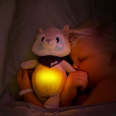 Alecto BC351 - Cuddly raccoon with soothing sounds and night light