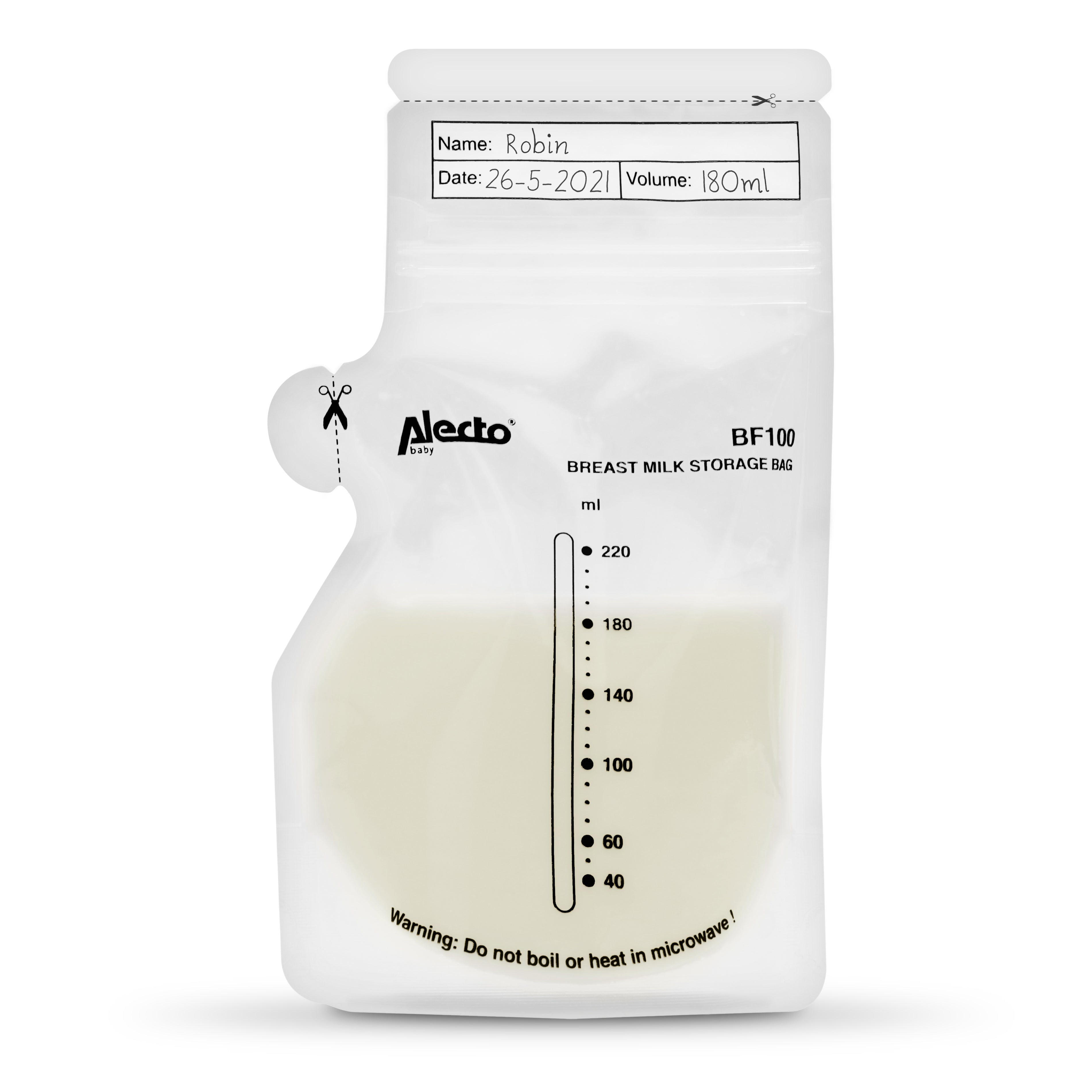 Alecto BF100, Sacs de conservation lait maternel