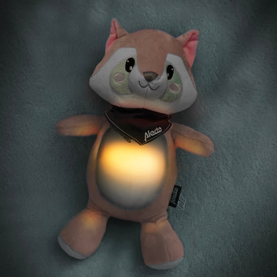Alecto BC351 - Cuddly raccoon with soothing sounds and night light