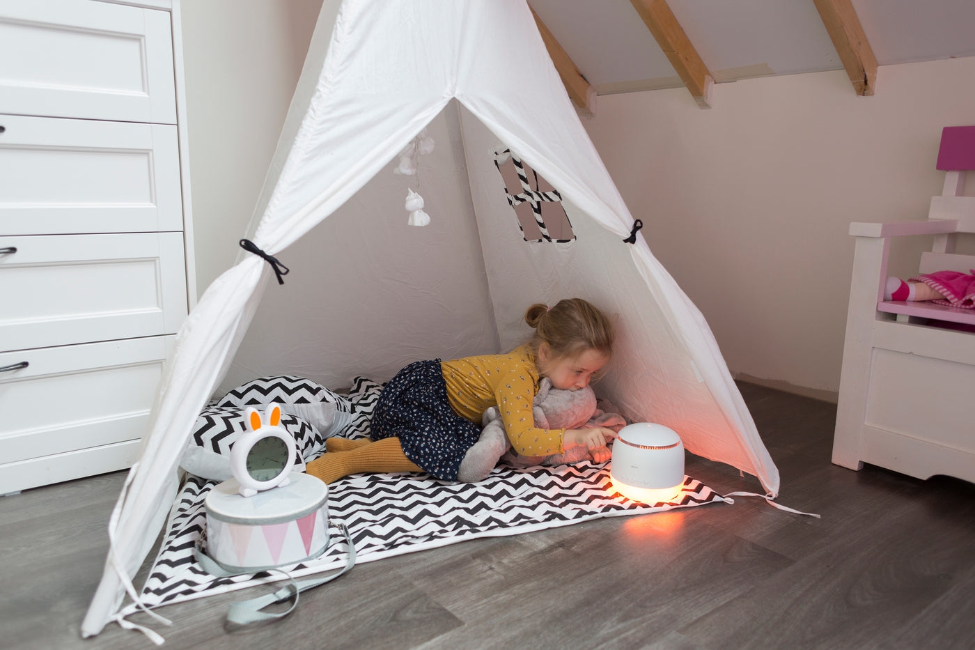 Alecto BC23 - Humidificateur pour chambre de bébé 3 en 1, blanc