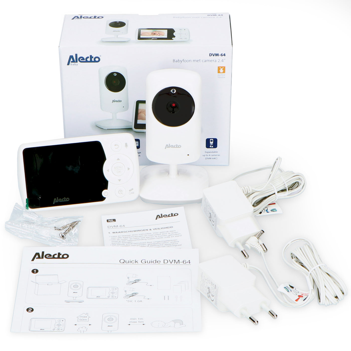 Alecto BO64 - Babyphone avec caméra et écran couleur de 2,4 pouces - Blanc