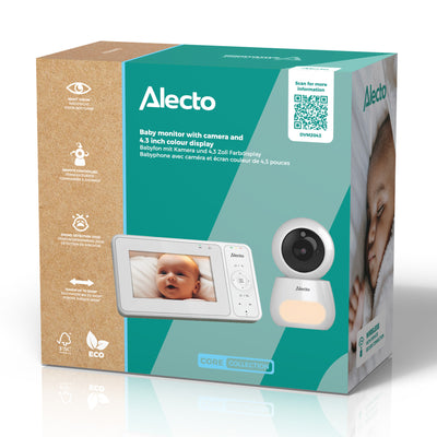 Alecto DVM2043 - Baby monitor with camera featuring a large 4.3" colour display and night light - Remote controlled - White