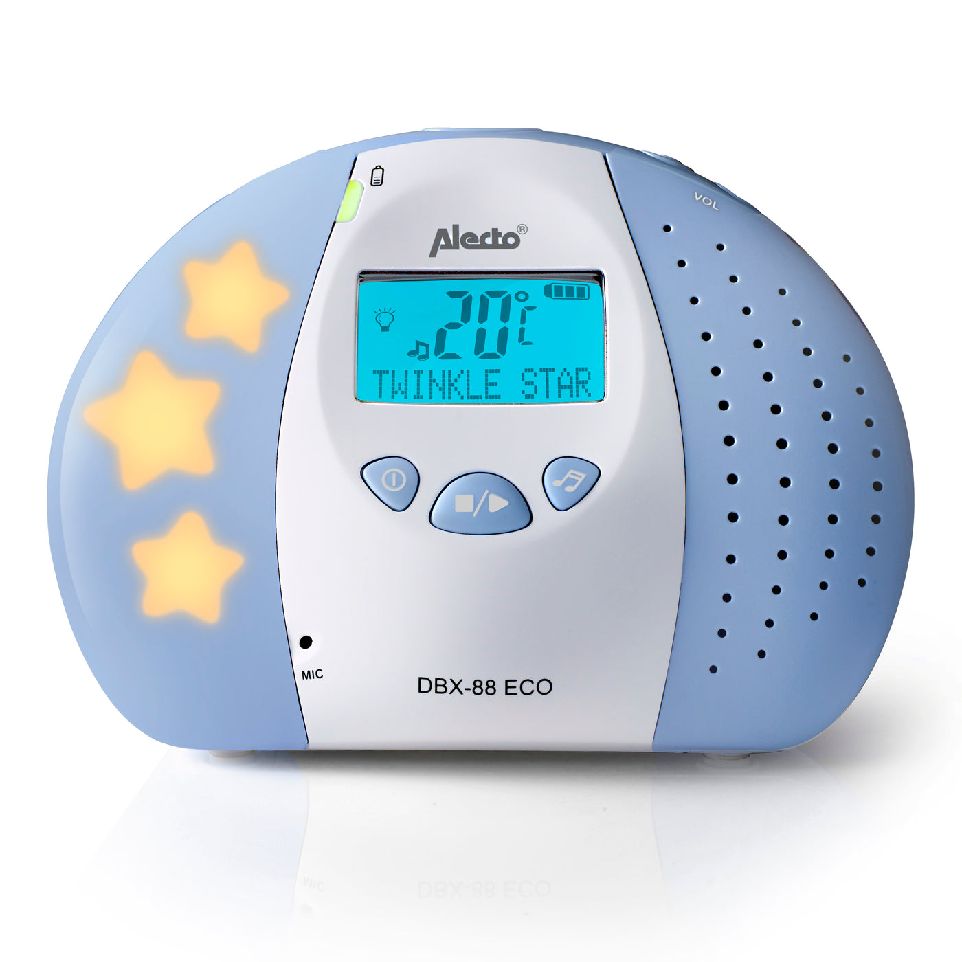 Alecto DBX-88 ECO - Full Eco DECT babyfoon met display, wit/blauw