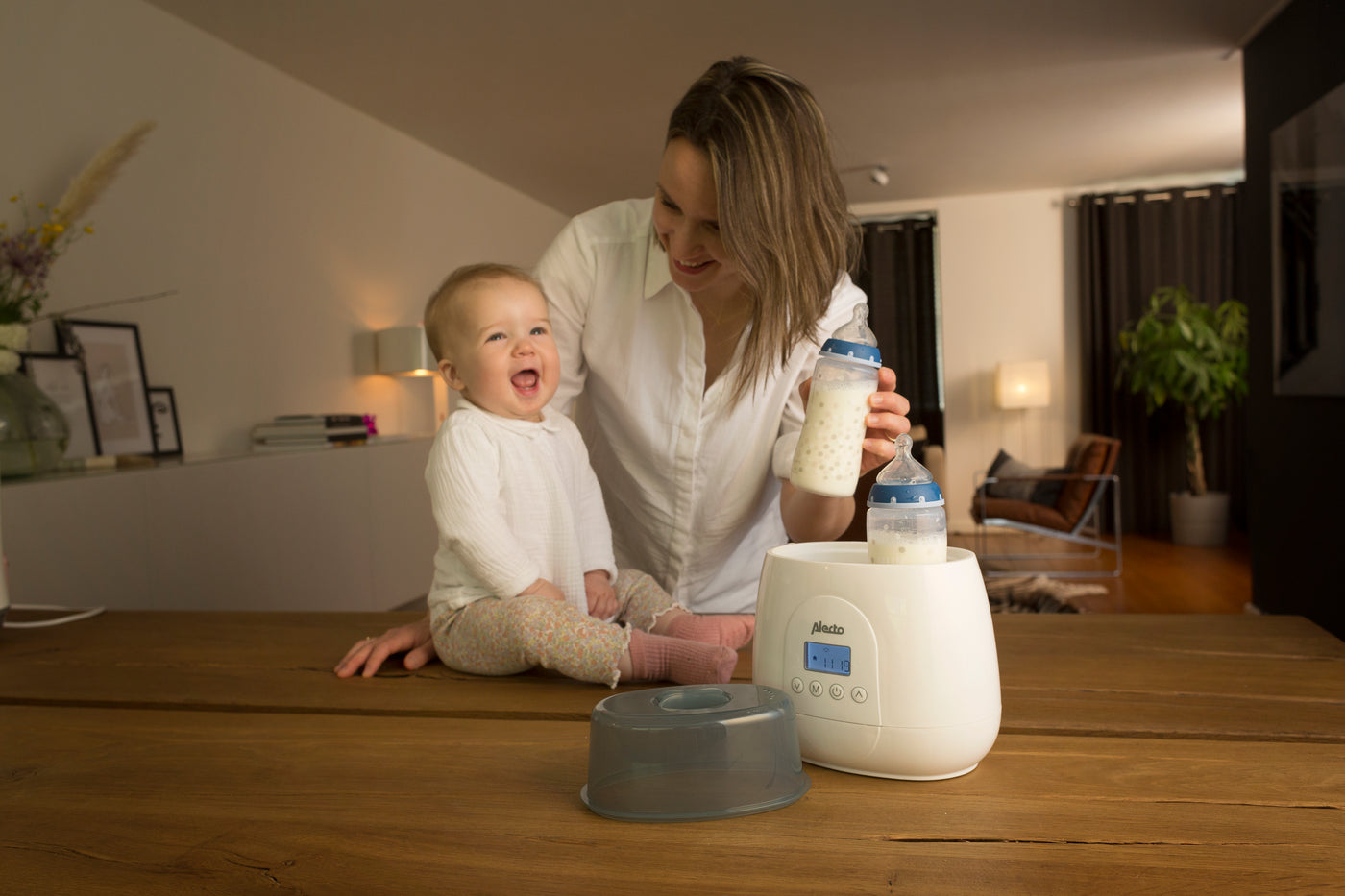 Alecto BW700TWIN - Snelle digitale duo flessenwarmer voor opwarmen, sterilisatie en ontdooien, wit