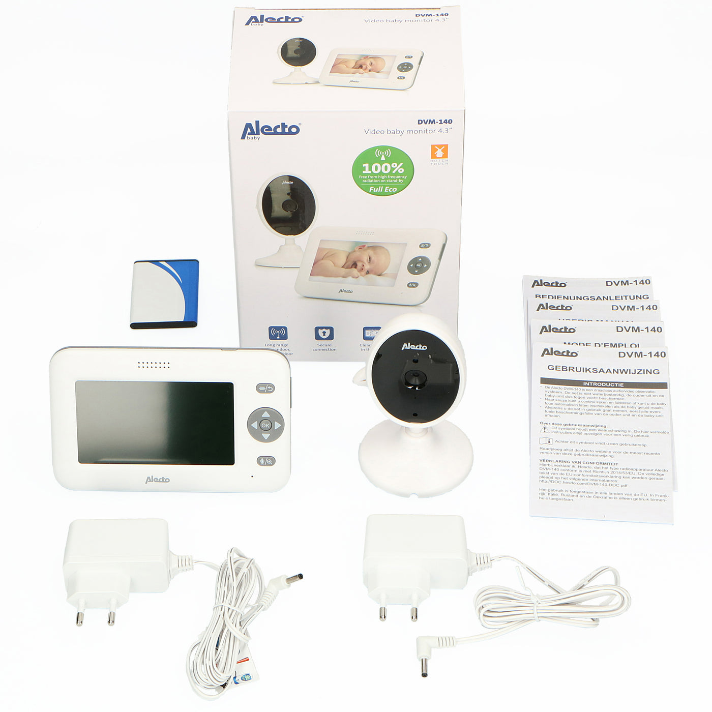 Alecto DVM-140 - Babyfoon met camera en 4.3" kleurenscherm, wit