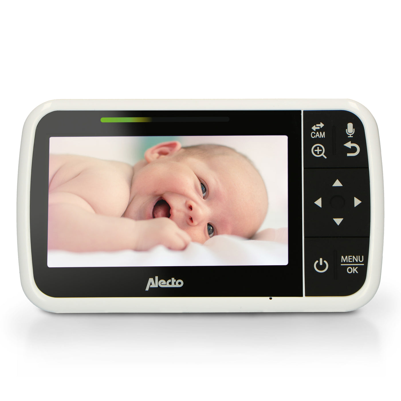 Alecto DVM149GN - Babyphone avec caméra et écran couleur 4.3", blanc/vert