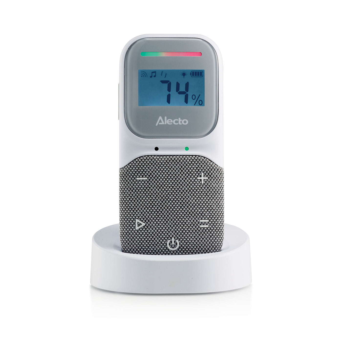Alecto DBX140 - Moderne Full Eco audio babyfoon met heldere DECT-geluidskwaliteit, lange stand-by tijd en nachtlampje - Wit/Grijs