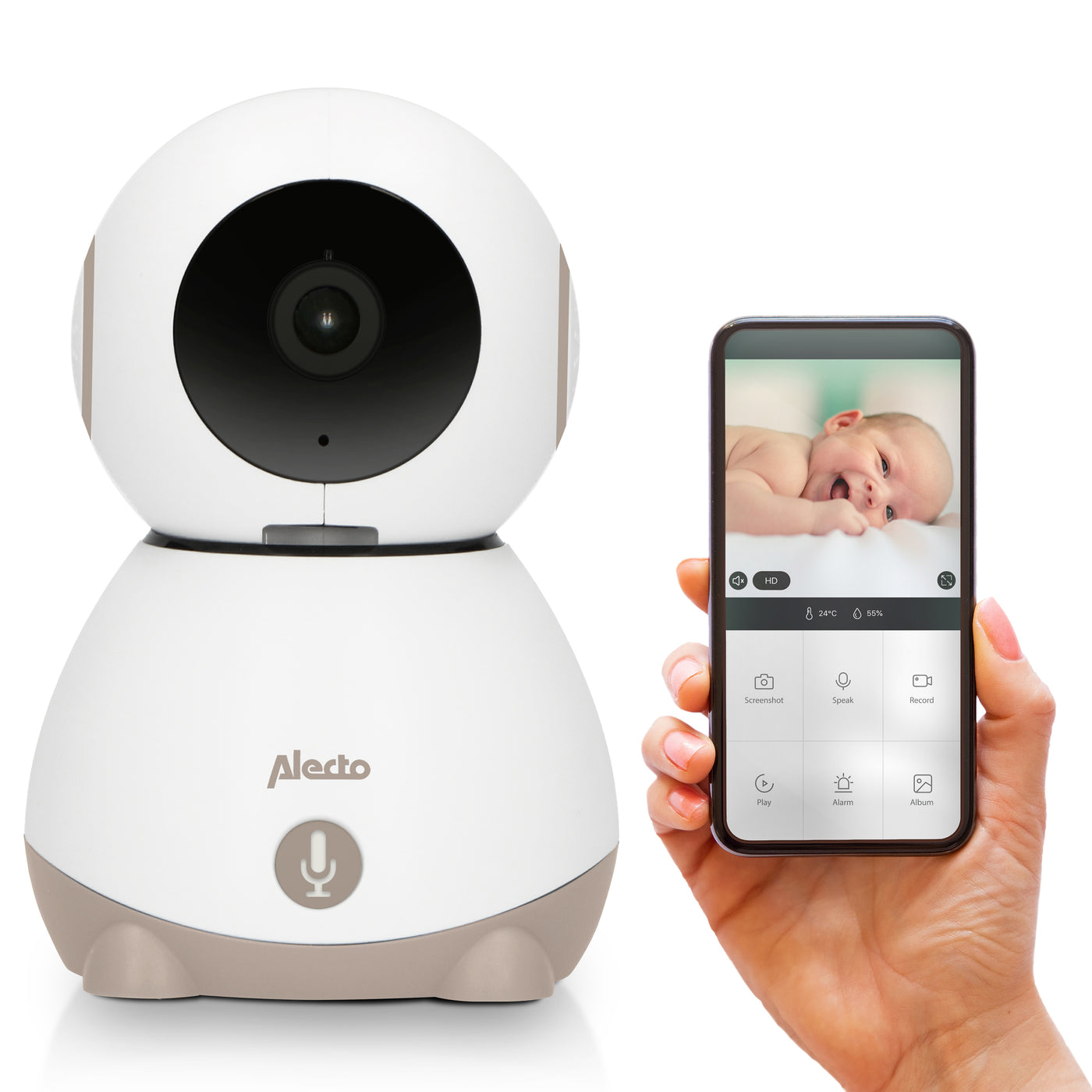Alecto SMARTBABY10BE  Babyphone Wi-Fi avec caméra orientable à