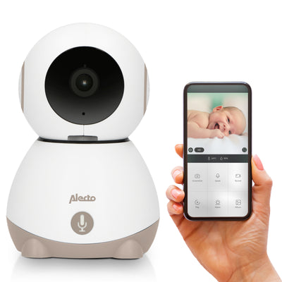 Alecto SMARTBABY10BE - Wifi babyfoon met camera, wit/taupe