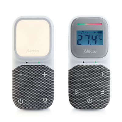 Alecto DBX140 - Moderne Full Eco audio babyfoon met heldere DECT-geluidskwaliteit, lange stand-by tijd en nachtlampje - Wit/Grijs