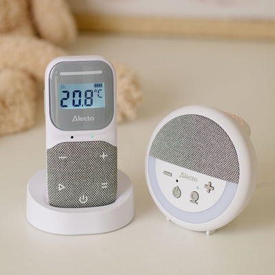 Alecto DBX150 – Luxe Full Eco DECT audio babyfoon met projector, slaapliedjes en nachtlampje – Wit/Grijs