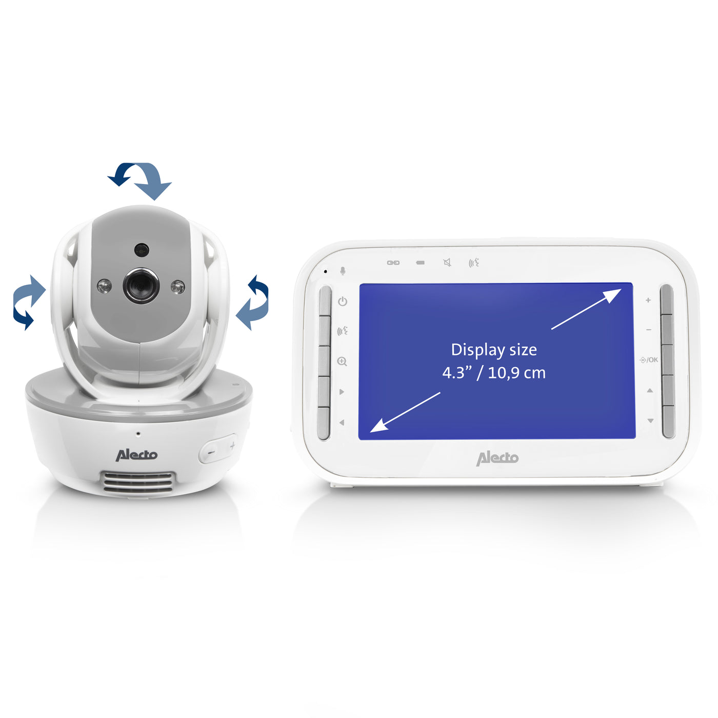 Alecto DVM200MGS - Video baby monitor with 4.3" colour display, white/grey