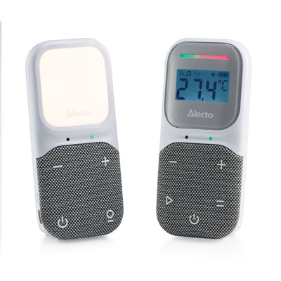 Alecto DBX140 - Moderne Full Eco audio babyfoon met heldere DECT-geluidskwaliteit, lange stand-by tijd en nachtlampje - Wit/Grijs