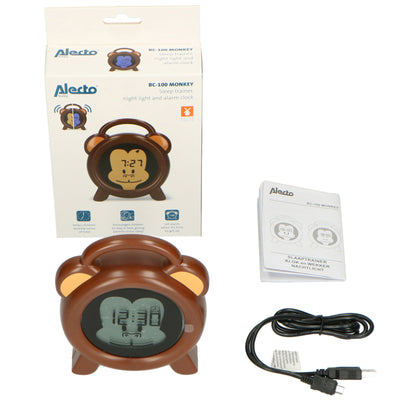 Alecto BC-100 MONKEY - Slaaptrainer, nachtlampje en wekker, aap