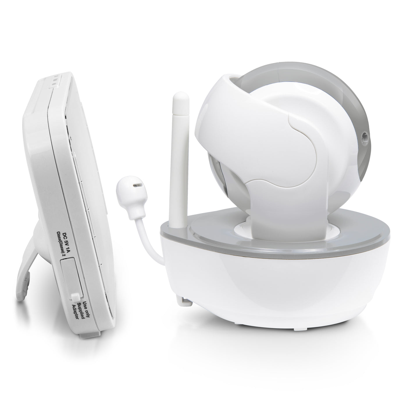 Alecto DVM200MGS - Babyphone avec caméra et écran couleur 4.3", blanc/gris