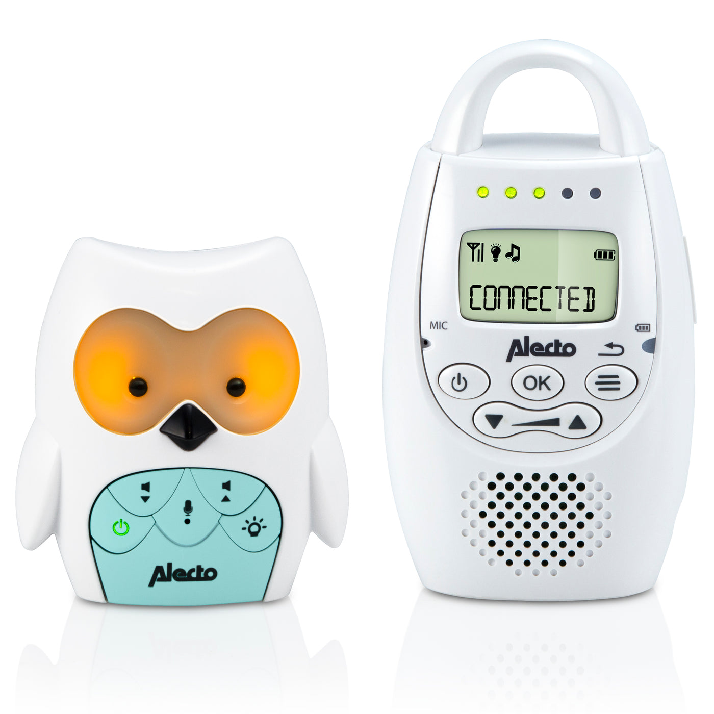 Alecto DBX-84 - Babyphone DECT hibou, blanc/menthe