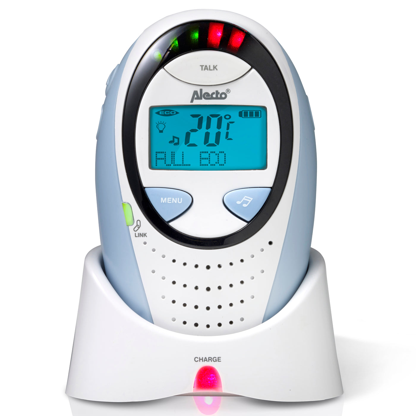 Alecto DBX-88 ECO - Babyphone Full Eco DECT avec écran, blanc/blue