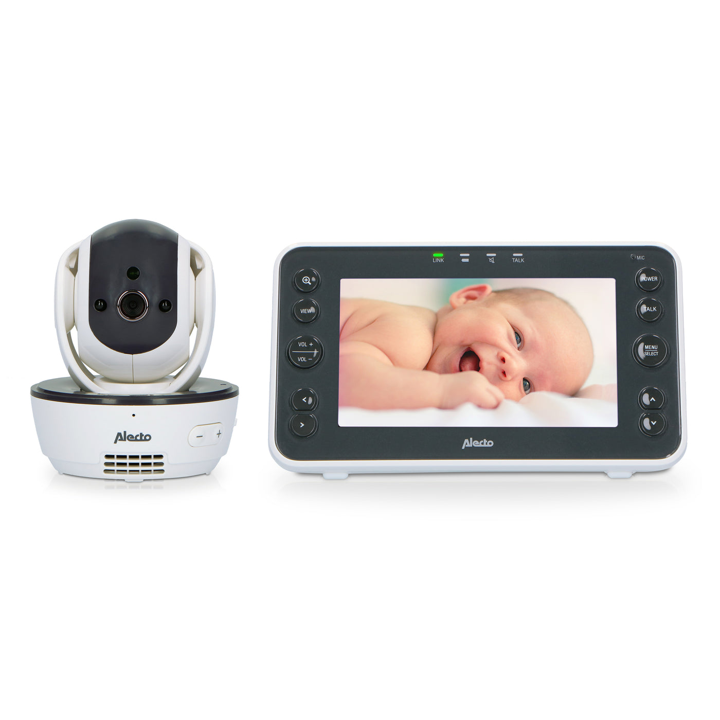 Alecto DVM200XL - Babyphone avec caméra et écran couleur 5", blanc/anthracite