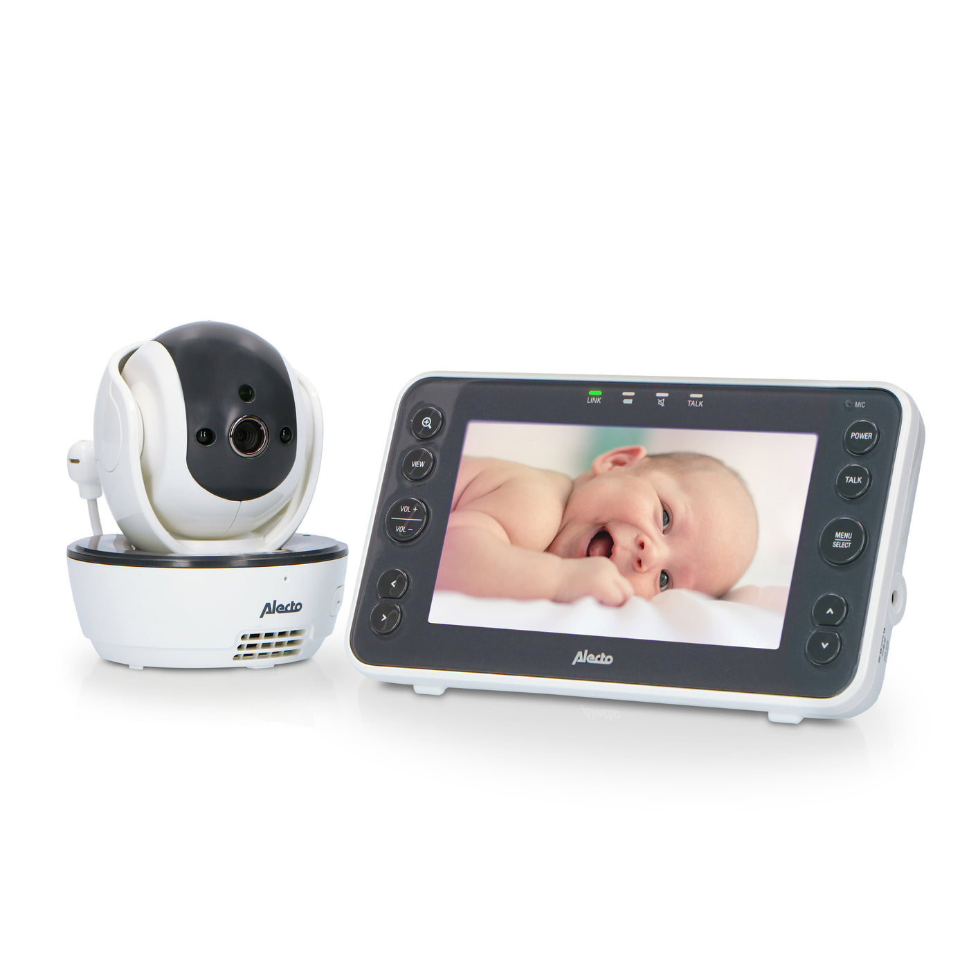 Alecto DVM200XL - Babyphone avec caméra et écran couleur 5", blanc/anthracite