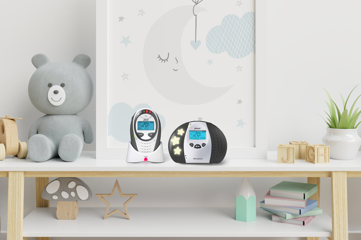 Alecto DBX-88 LIMITED - Full Eco DECT baby monitor with display, white/anthracite