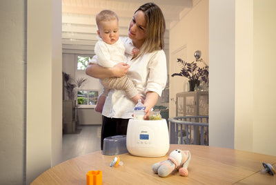 Alecto BW700TWIN - Snelle digitale duo flessenwarmer voor opwarmen, sterilisatie en ontdooien, wit