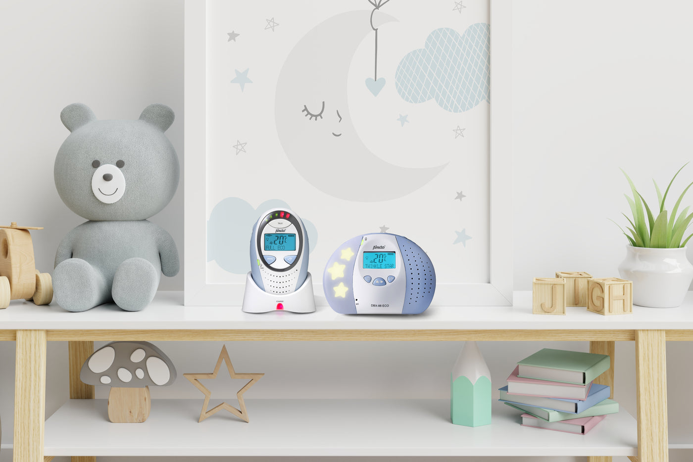 Alecto DBX-88 ECO - Full Eco DECT baby monitor with display, white/blue