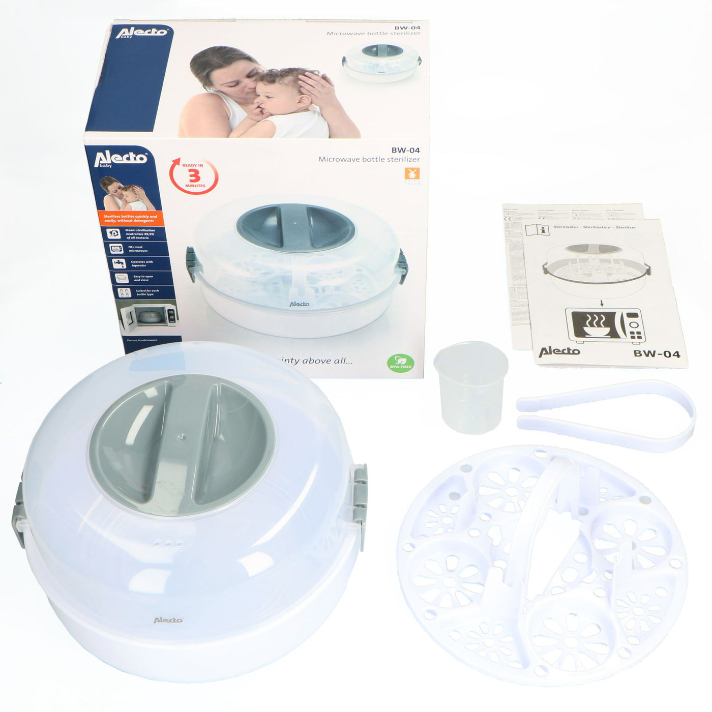 Alecto BW-04 - Magnetron fles sterilisator, wit