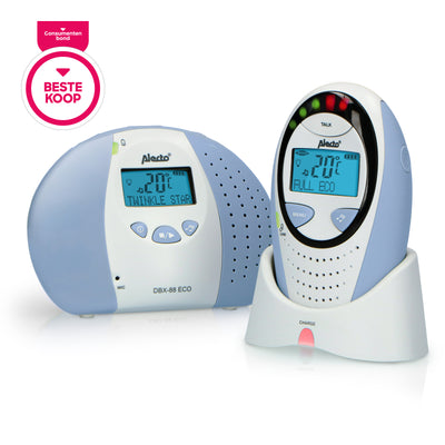 Alecto DBX-88 ECO - Full Eco DECT baby monitor with display, white/blue