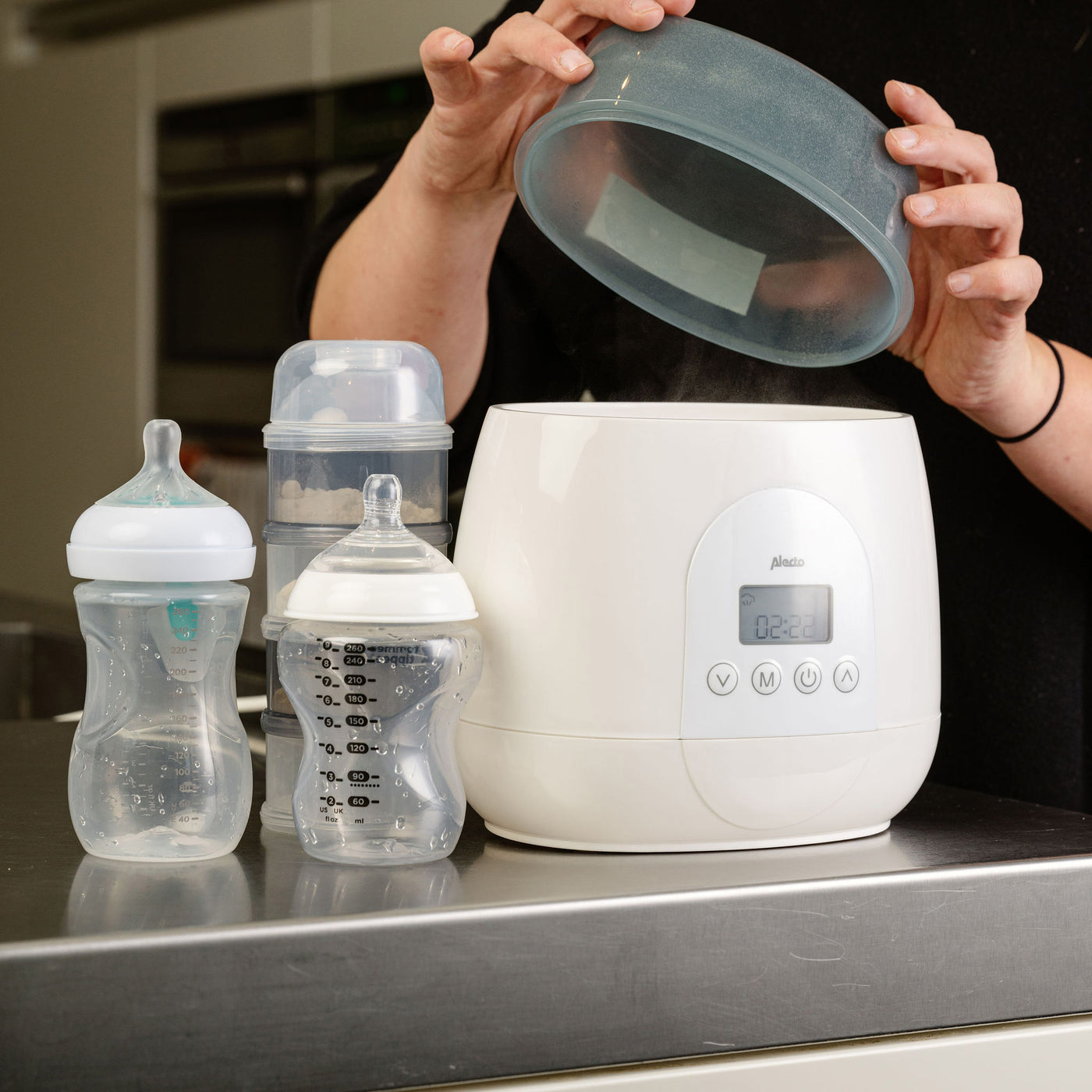 Alecto BW700TWIN - Snelle digitale duo flessenwarmer voor opwarmen, sterilisatie en ontdooien, wit