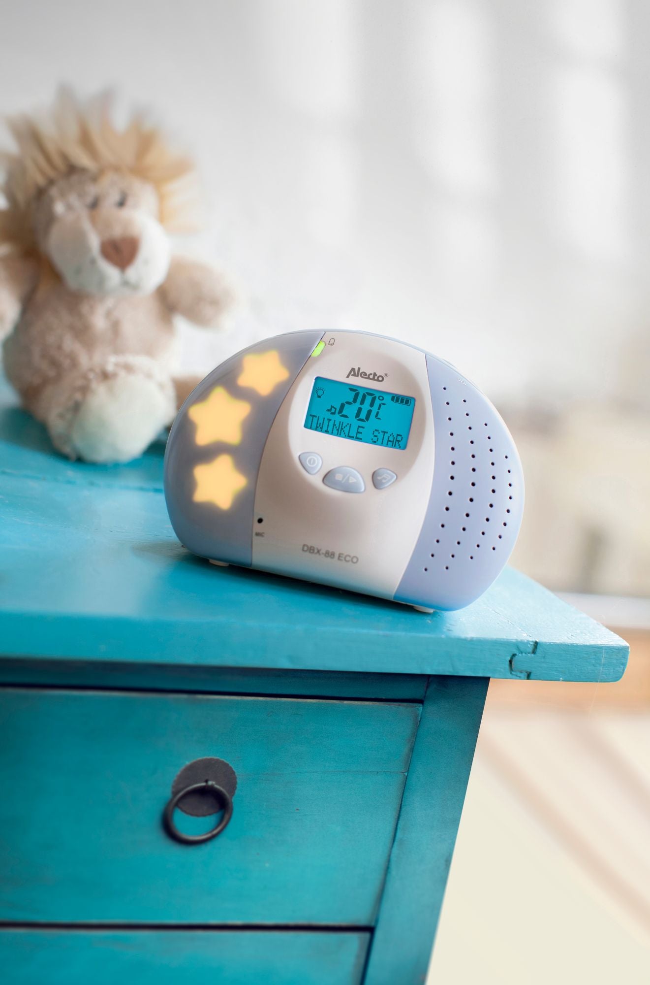 Alecto DBX-88 ECO - Full Eco DECT baby monitor with display, white/blue