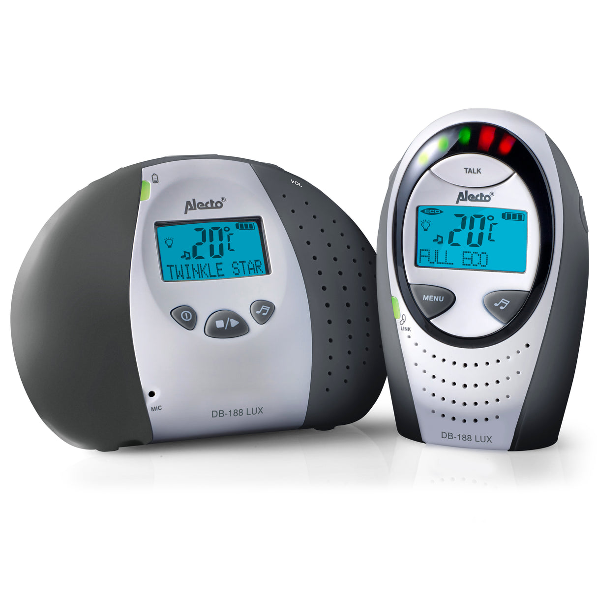 DB-188 LUX - Full Eco DECT babyfoon met display - wit/antraciet