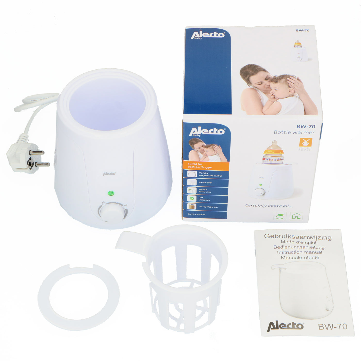 Alecto BW-70 - Flessenwarmer geschikt voor ieder flesje en potje - Snel en gemakkelijk in gebruik - Wit