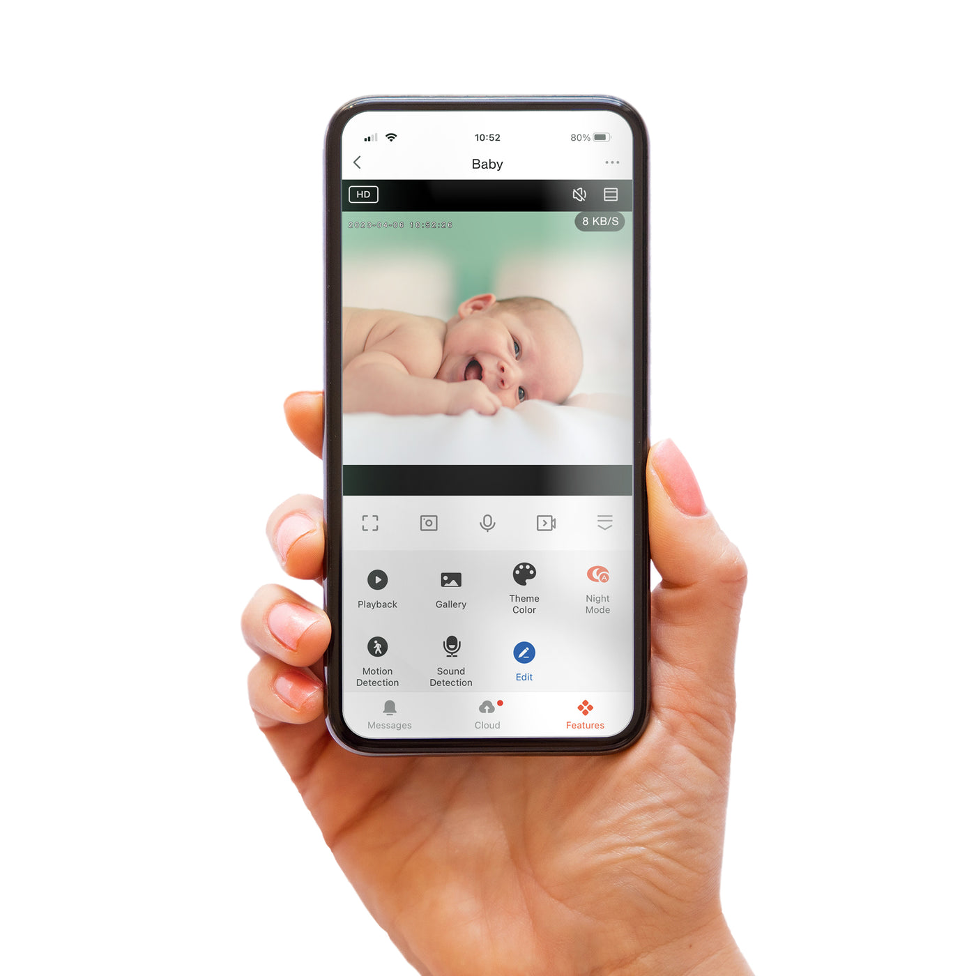 Alecto SMARTBABY5 - Babyphone Wi-Fi avec caméra - Blanc