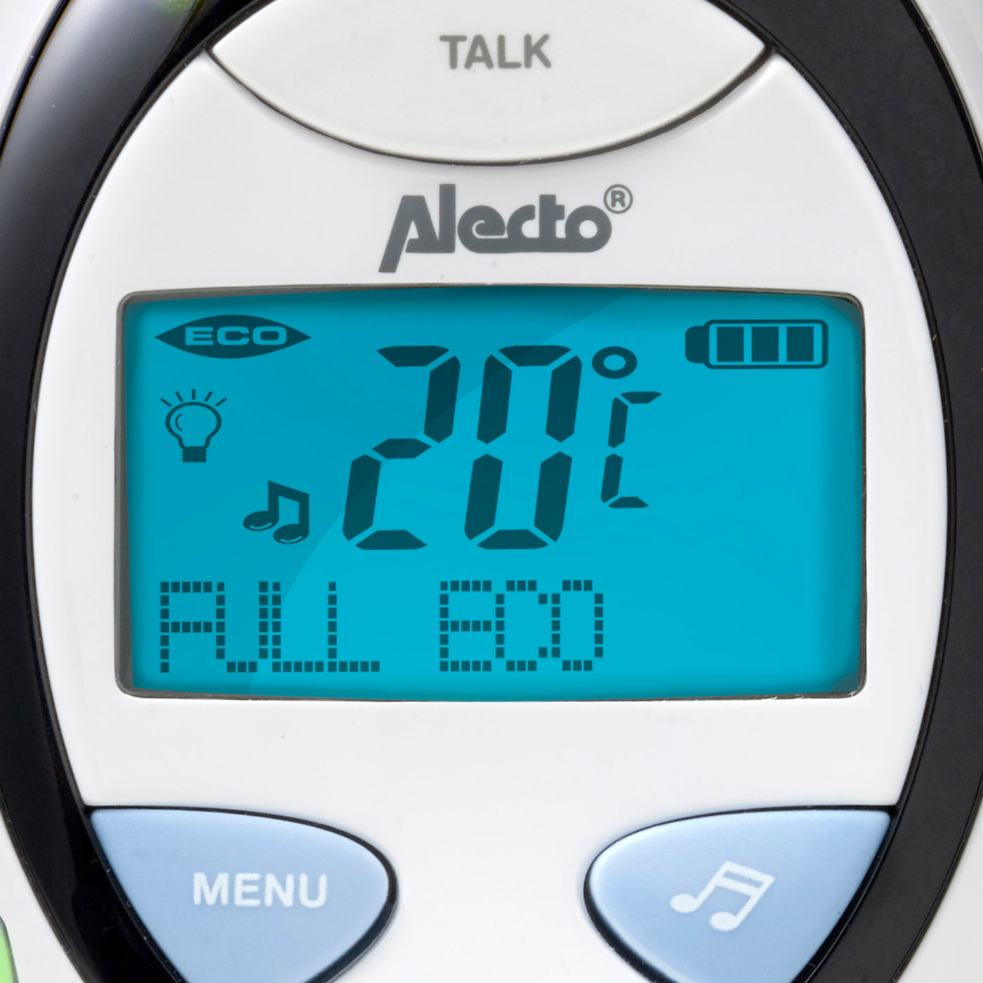 Alecto DBX-88 ECO - Full Eco DECT babyfoon met display, wit/blauw