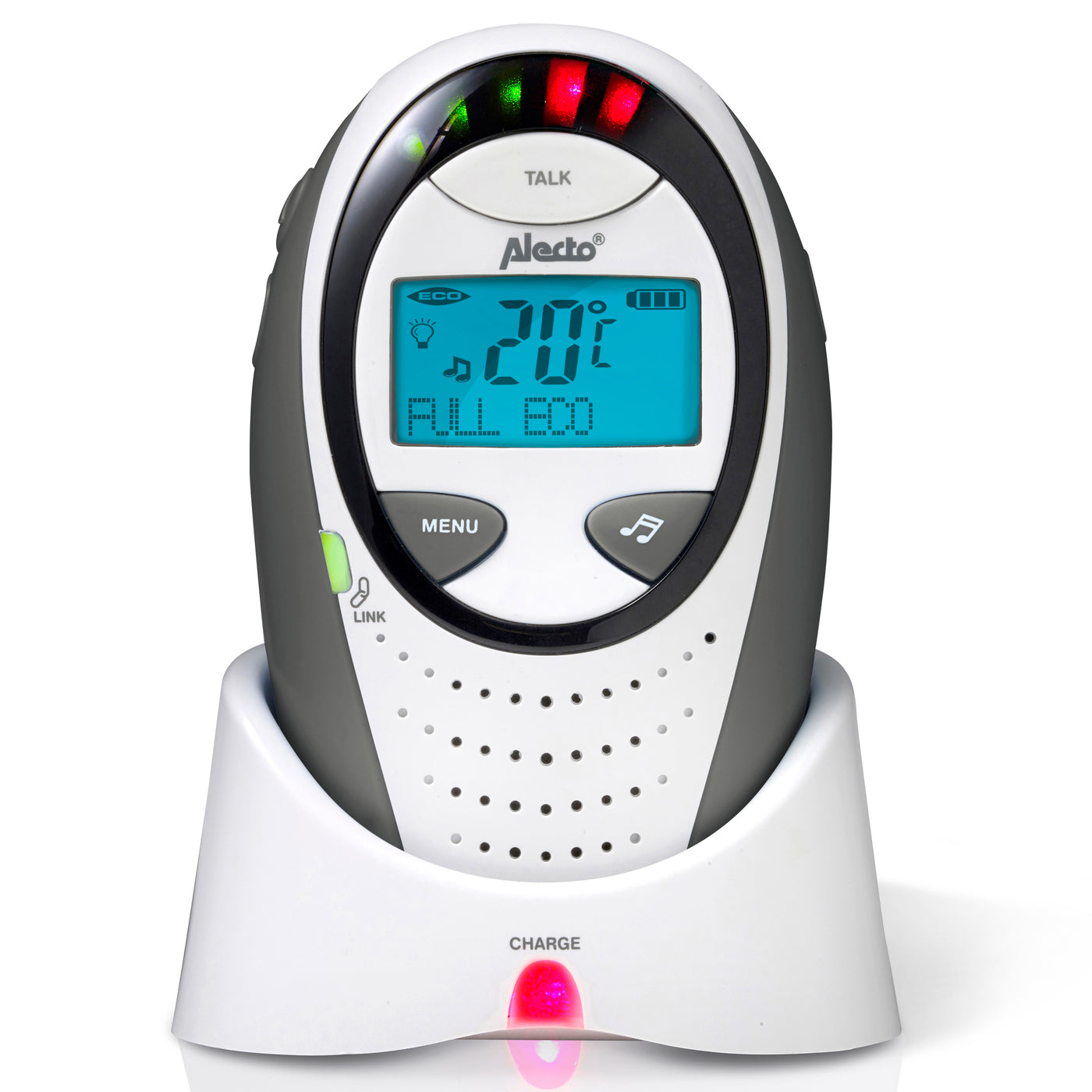 Alecto DBX-88 LIMITED - Full Eco DECT babyfoon met display, wit/antraciet