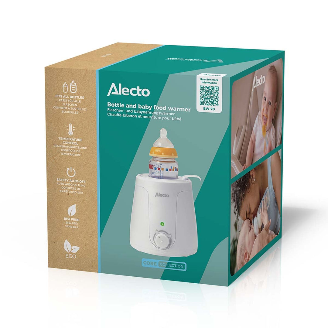 Chauffe-Biberon Alecto BW-70 Blanc - Réglable En Continu, Pour Biberons Et Petits Pots