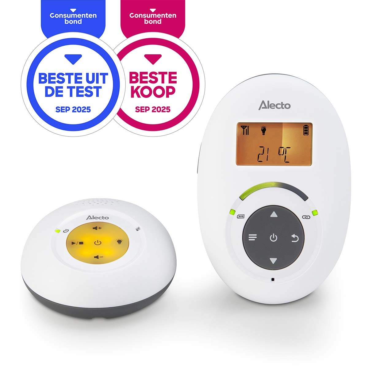 Alecto DBX-125 - Babyphone Full Eco DECT avec écran, blanc/anthracite