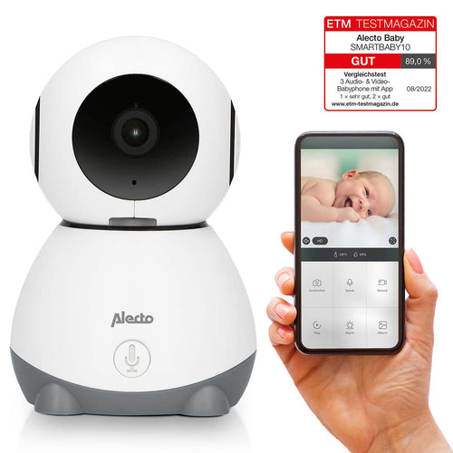 Alecto SMARTBABY10 - Babyphone Wi-Fi avec caméra - Blanc/Gris