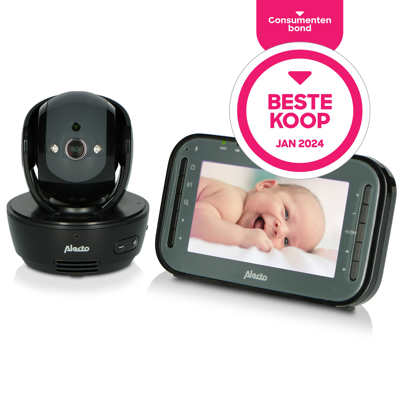 Alecto DVM200MBK - Video baby monitor with 4.3" colour display, black