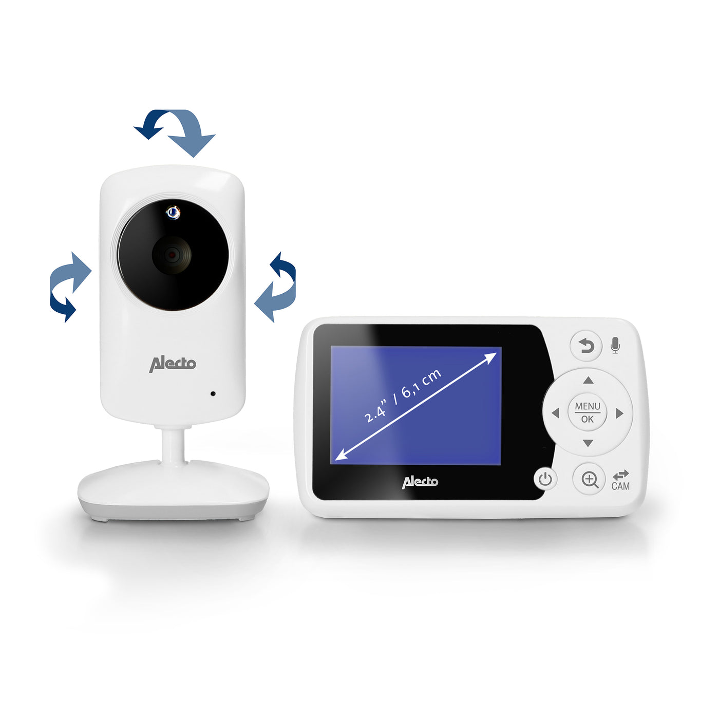 Alecto BO64 - Baby monitor with camera and 2.4" color screen - White