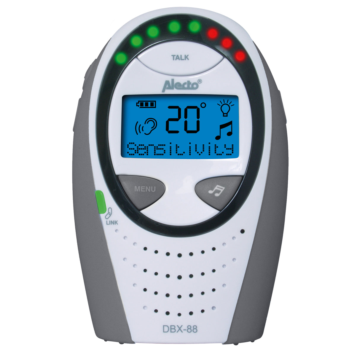 DB-188 LUX - Full Eco DECT babyfoon met display - wit/antraciet