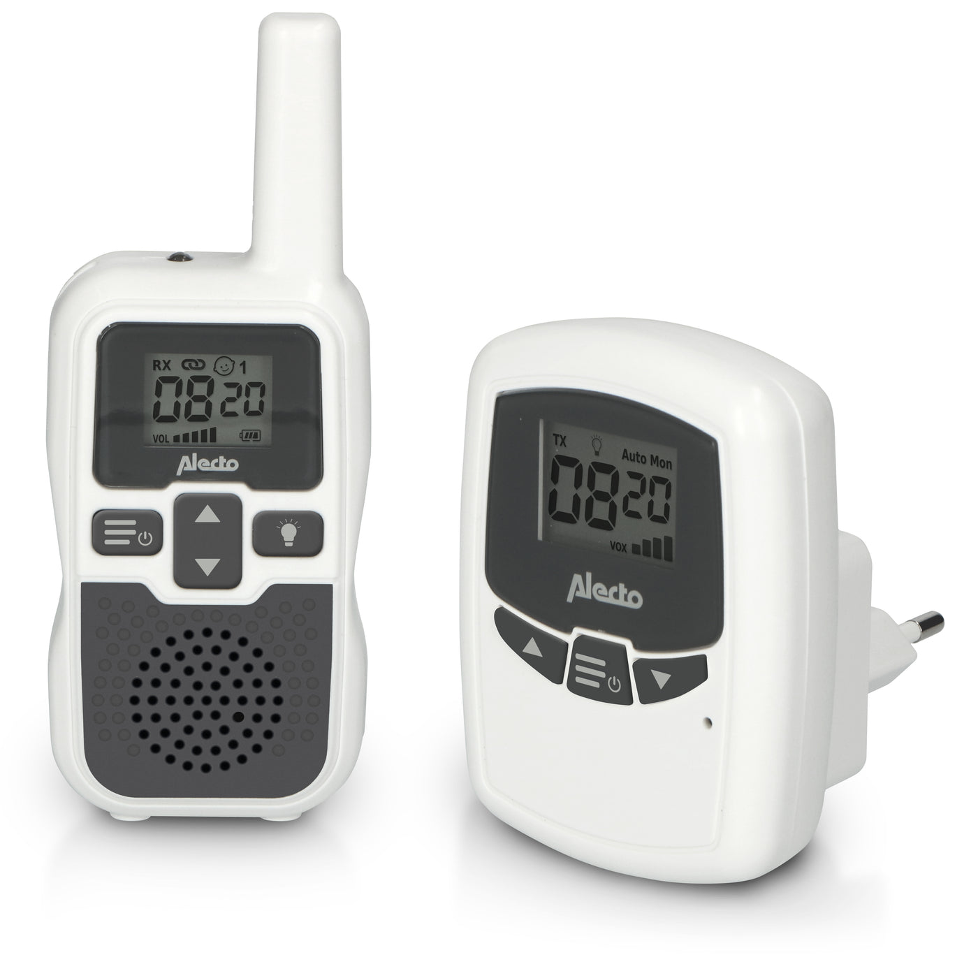 Babyphone avec écran portée 2 km - Blanc/Gris
