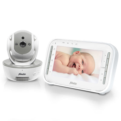 Alecto DVM200MGS - Babyphone avec caméra et écran couleur 4.3", blanc/gris