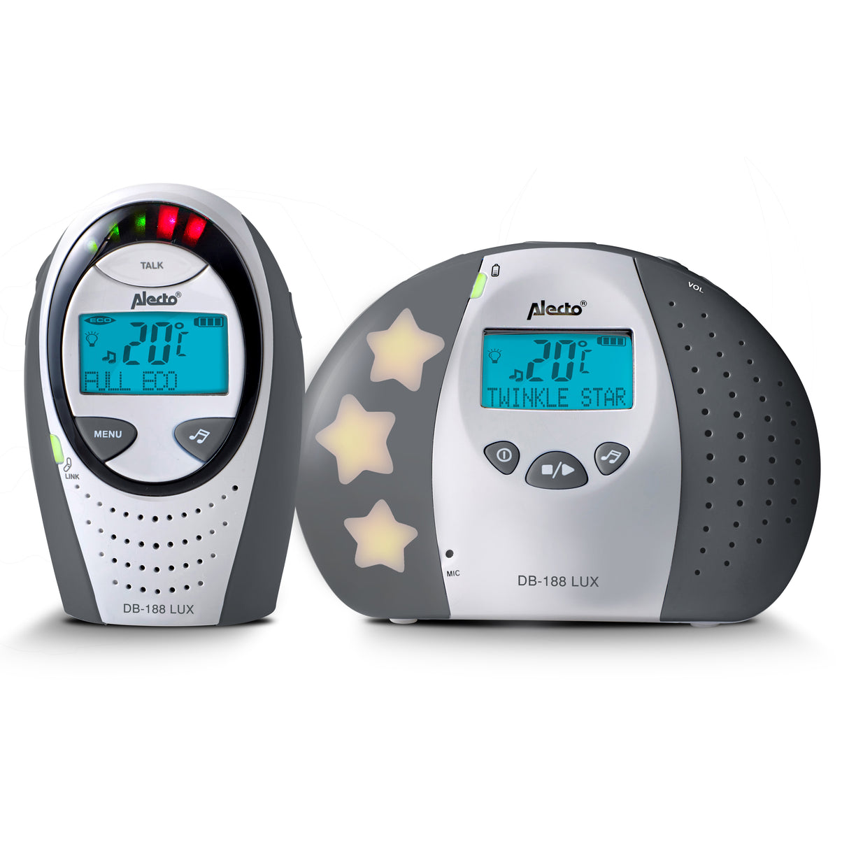 DB-188 LUX - Full Eco DECT babyfoon met display - wit/antraciet