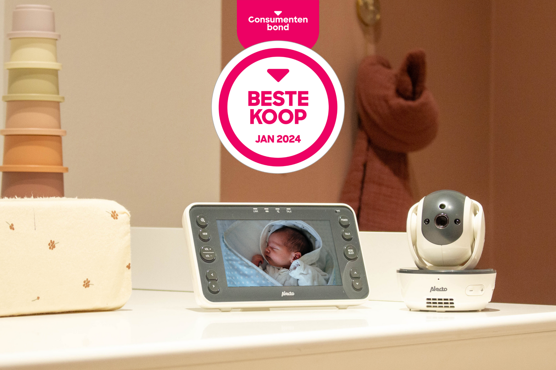 Alecto DBX80BK Écoute-Bébé Audio Avec Portée Jusqu'à 3km - Babyphone Rechargeable VOX - Noir/Blanc