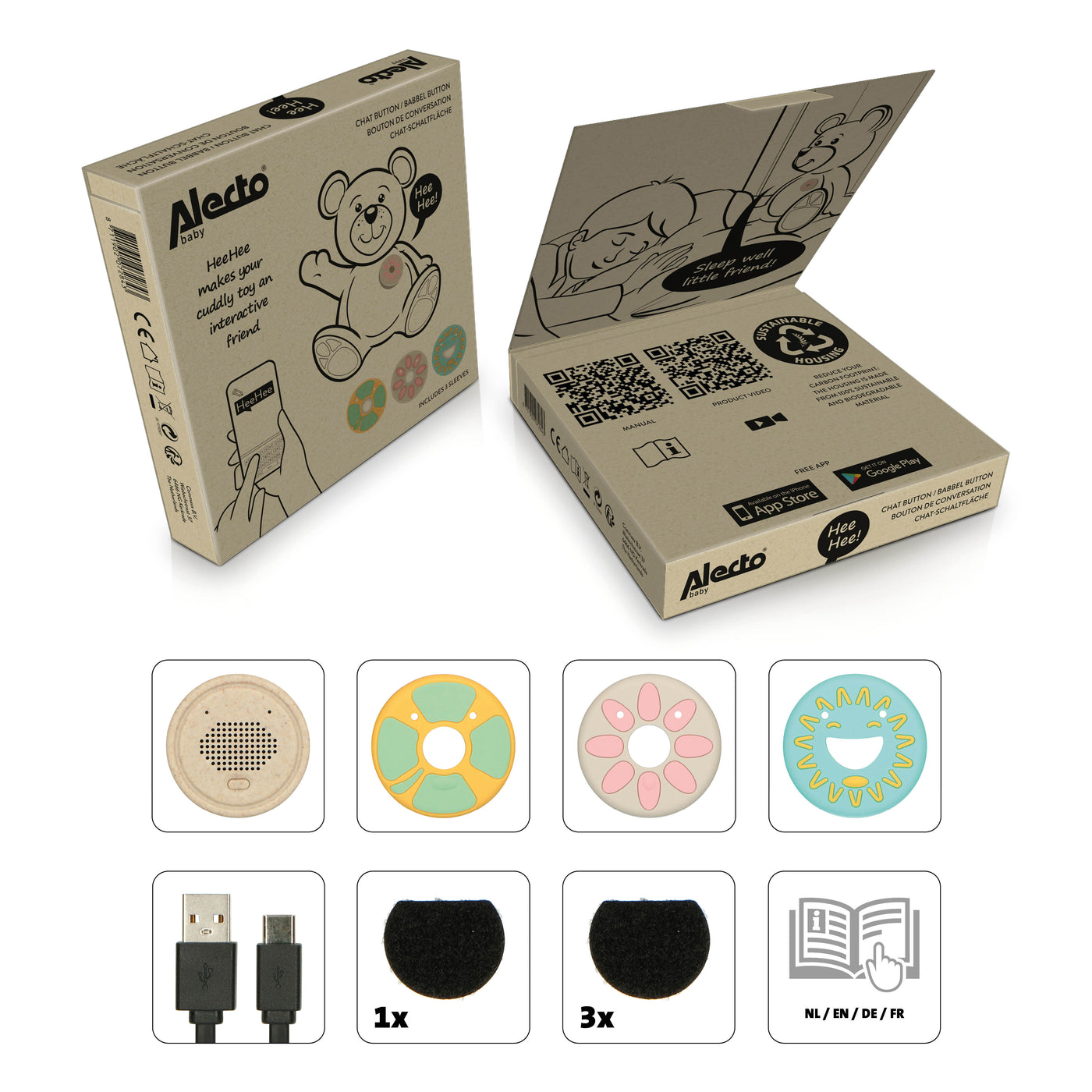 Alecto Baby HeeHee - Babbel button, maak van je knuffel een interactief vriendje