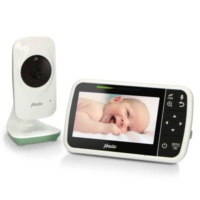 Alecto DVM149GN - Babyphone avec caméra et écran couleur 4.3", blanc/vert