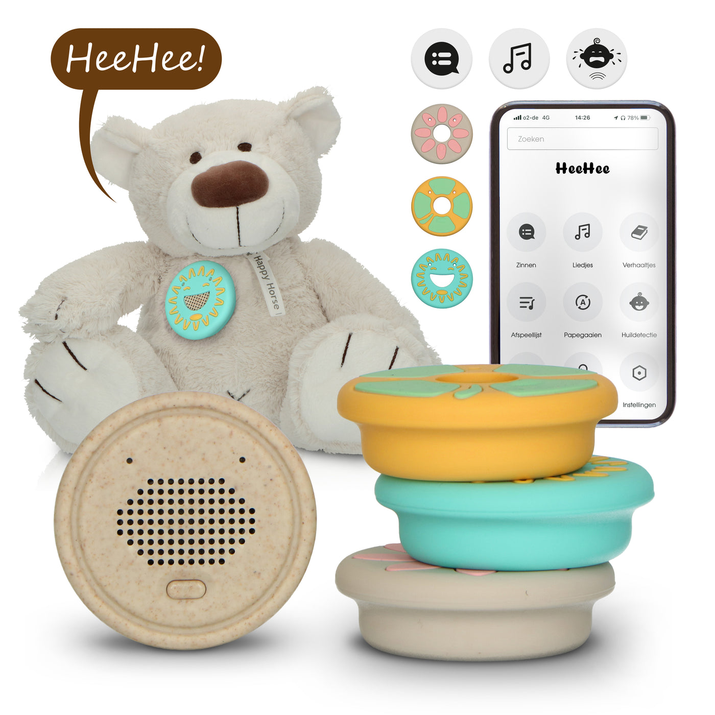 Alecto HeeHee+ToyBear, HeeHee - le bouton de conversation qui transforme  votre peluche en ami interactif