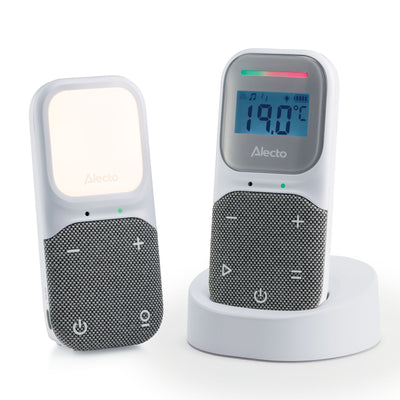 Alecto DBX140 - Moderne Full Eco audio babyfoon met heldere DECT-geluidskwaliteit, lange stand-by tijd en nachtlampje - Wit/Grijs